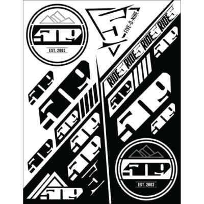 509 Ride 509 Snowmobile Sled Black / White Sticker Sheet - F13000300 ...