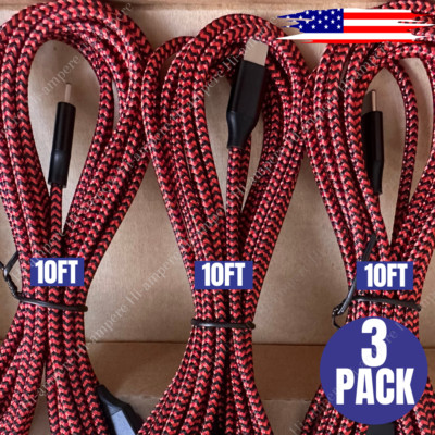 3 Pack Braided USB Charger Cable Data Cord For iPhone 14 13 12 11 Pro Max XS XR