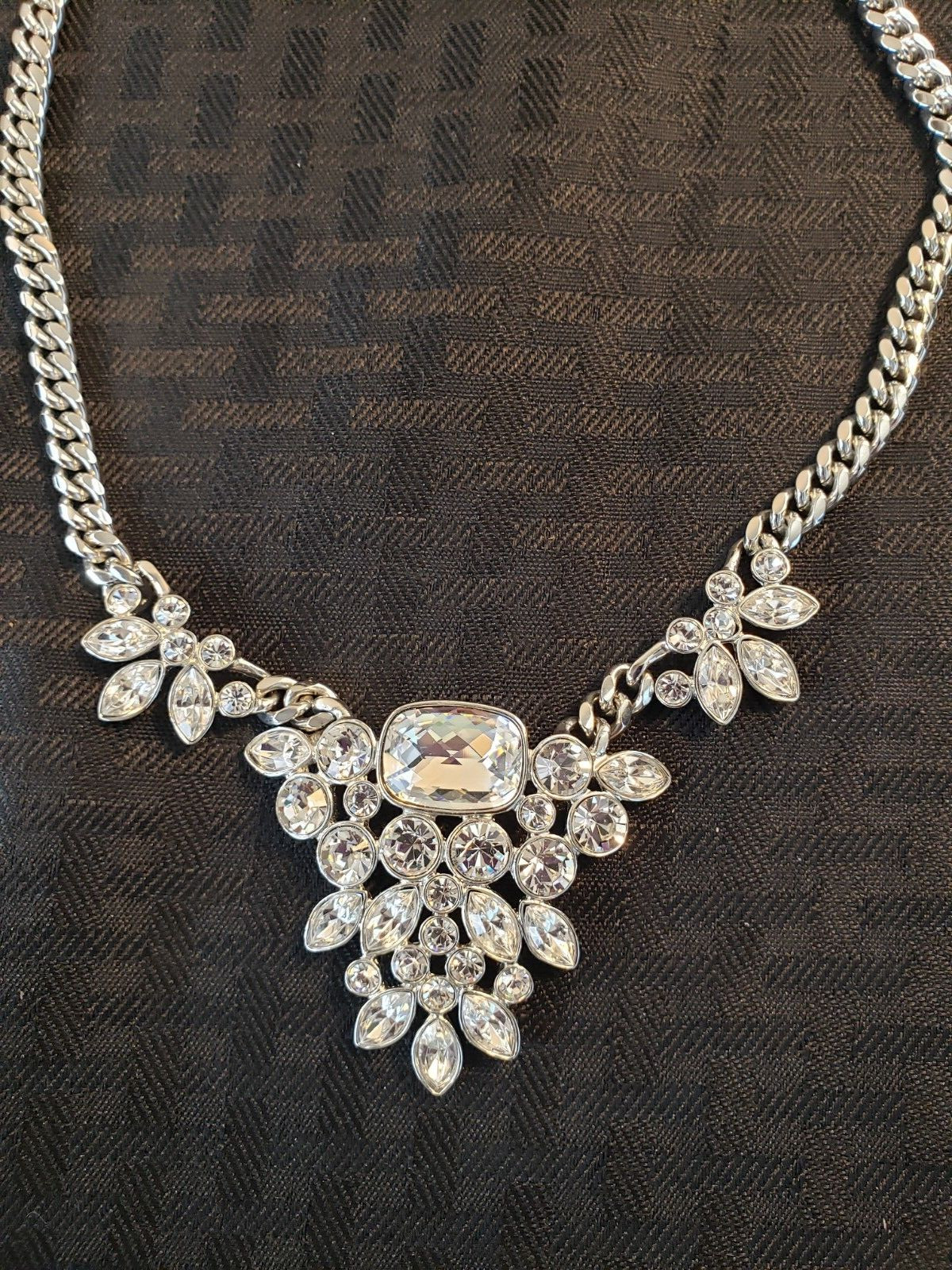 Givenchy Silver Tone Crystal Statement Necklace H… - image 4