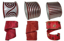 Christmas Wired Ribbon, 10 yards