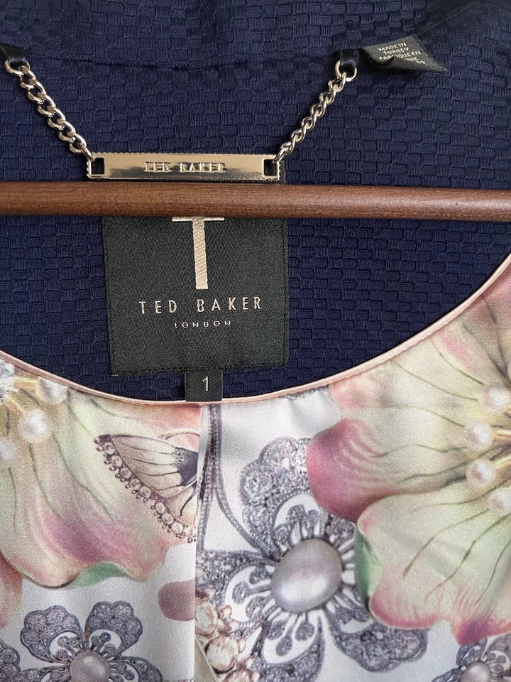 TED BAKER Navy Suit Blazer 2 Piece Jacket Trousers Dress Pants Work Size 4, 2 US - Image 3 of 4