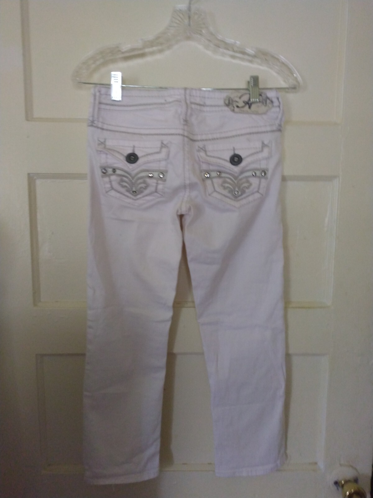 HYDRAULIC Ultra Low Rise White Denim Cropped Jeans W… Gem