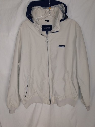 Lands End ivory Mesh Lined Jacket Mens XL 46-48 Bomber Coat Nylon - Picture 12 of 14
