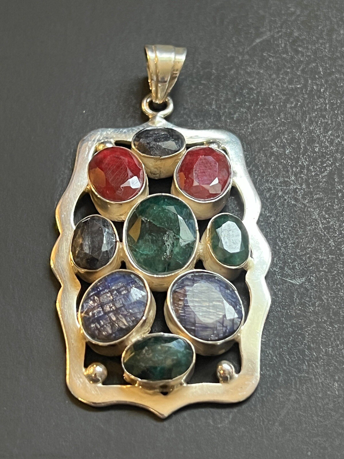 Sterling Silver 925 Bezel Set Ruby, Emerald, Sapp… - image 8