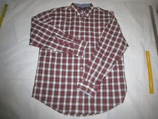 IZOD Men's Button Down Long Sleeve Red/Blue Plaid Shirt Size M, L, XL