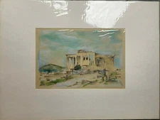 Franz Ehmke *1928 -2018 Greece Athens Acropolis Columns Mountains Signed