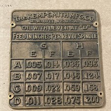 Antique Kempsmith Mfg Co Brass Build Plaque O...