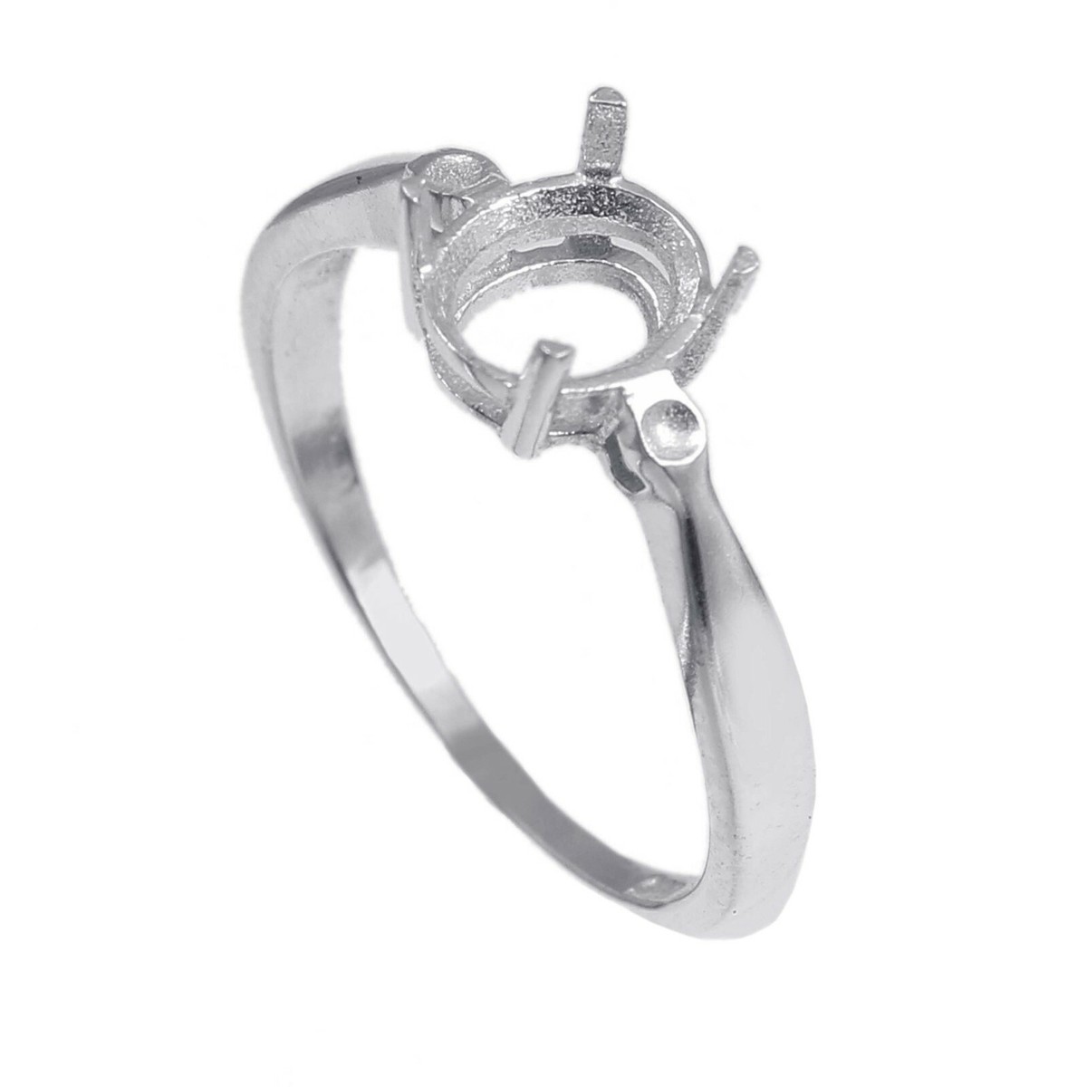 Solid 925 Sterling Silver Semi Mount Ring Stone Size 8X6 MM Oval