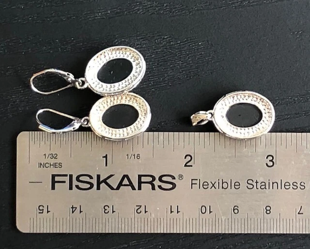 Large Stately Opal doublet Black blue red Earrings & Pendant Set VIDEO - Изображение 3 из 4