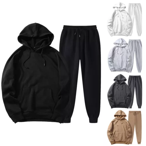 Men's Tracksuit 2 Piece Hooded Athletic Sweatsuits Casual Running Jogging Sports - Picture 2 of 29