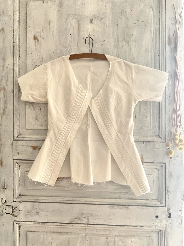 Victoriano Francés Mujer SIN TERMINAR CRUJIENTE Lino Algodón CARACO Pintucks c1900 Foto 2 de 4