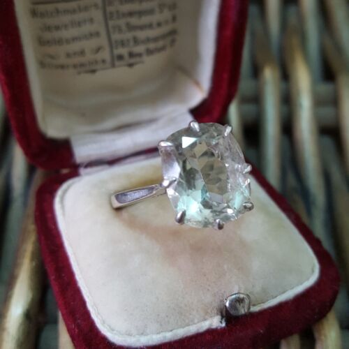 925 Sterling Silver Ring, Green Amethyst Gemstone Ring , Size O US 7.25 - Picture 5 of 7