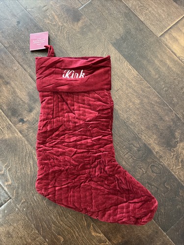 NWT Pottery Barn Channel Quilted Velvet Christmas Red Medium Stocking Mono Kirk - Picture 1 of 3