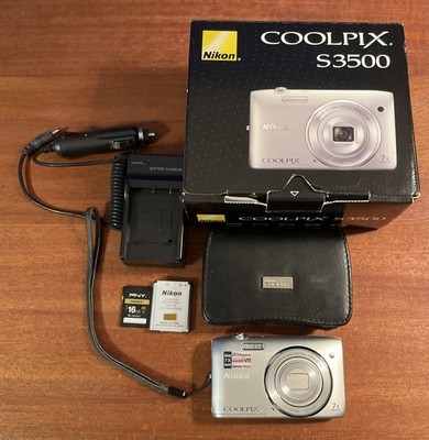 Nikon COOLPIX S3500 20.1MP Digital Camera - Silver for sale online