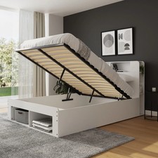 Image of End Lift Storage Ottoman King size White gas lift wood Anya bed graded