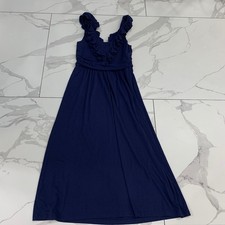 Lilly Pulitzer Leena Midi Dress Sz Small Navy Blue Ruffles Sleeveless Summer
