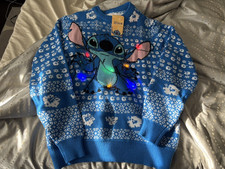 DISNEY LILO  STITCH CHRISTMAS LIGHT UP HOLIDAY SWEATER SIZE MEDIUM NWT GAMESTOP