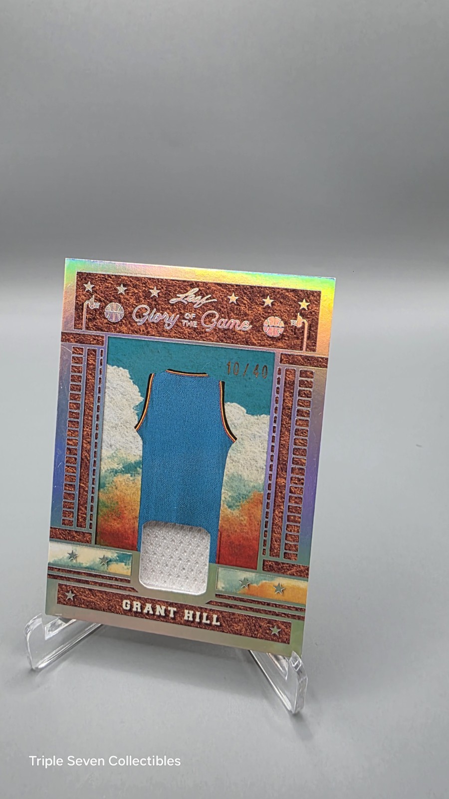 GRANT HILL 2025 Leaf Glory of the Game Game Used Jersey Patch #/40 SP HOF view 3