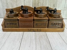 Vintage Tilso Spice Set Redware Spice Jar Shakers Ceramic Painted Japan SET