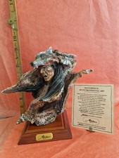 Marra Gallery Howling Vision Longstone Native American Wolf Bust Statue COA Box