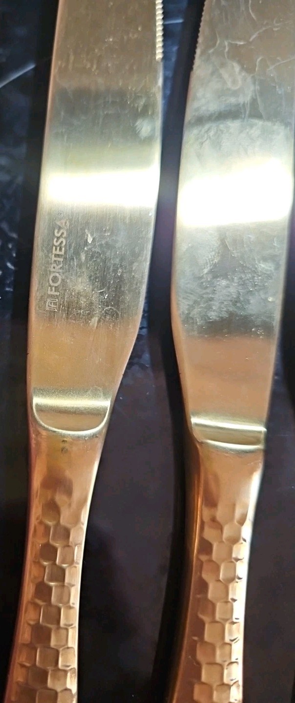 Rare Vintage 1 Set Of 4 Fortessa Lucca Gold Faceted Dinner Forks 8 Available 