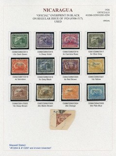NICARAGUA BYERLEY Specialized Album Page Lot #78 1926 OFFICIALS USED BISECT $$$
