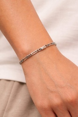 Schöne 925 Italien Sterlingsilber Figarokette Armband 7,5'' Zoll