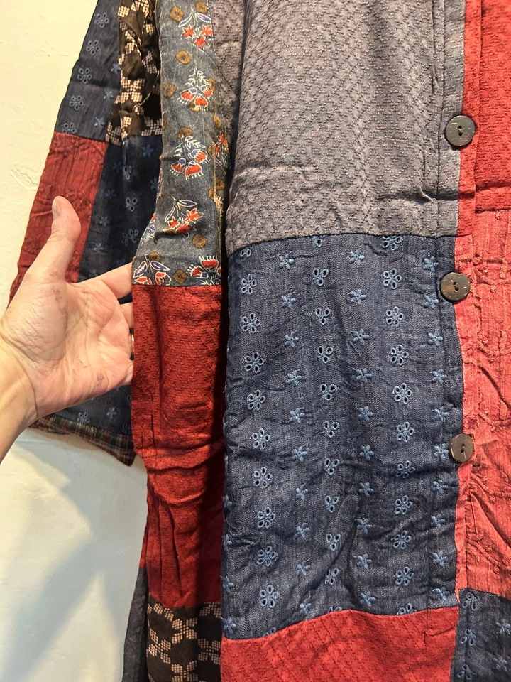 SACRED THREADS hippy boho pocket patch cotton flannel lined JACKET COAT TOP 1X - Image 4 of 4