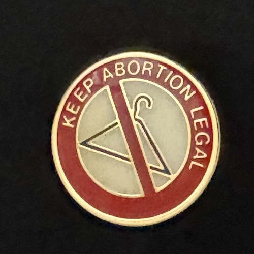 Vintage Keep Abortion Legal Red Clothes Hanger Pin Button Small - Picture 1 of 4
