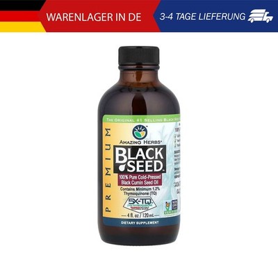 Amazing Herbs, Premium Black Seed , 100% Pure Cold-Pressed Black Cumin Seed Oil,
