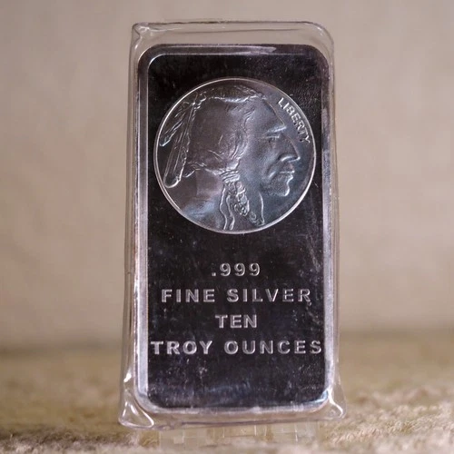 10 oz Silver Bar Buffalo .999 Silver Bar Sealed