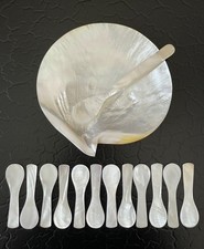 Rare Sterling Silver Mother Pearl Caviar Serving Spoon Master Dish Dining Set 14
