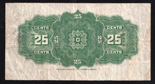 Dominion Of Canada 1923 25 Cent Shinplaster Banknote Campbell - Clark 660820 - 第 2/2 張圖片