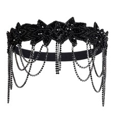 choyaxo Rhinestone Headband 20s Headband Vintage Chain Headpiece for Women