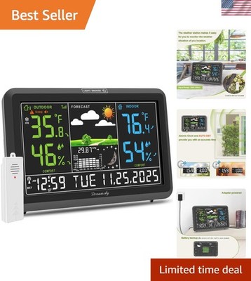 Wireless Indoor/Outdoor Weather Station with Atomic Clock & Large Color Display