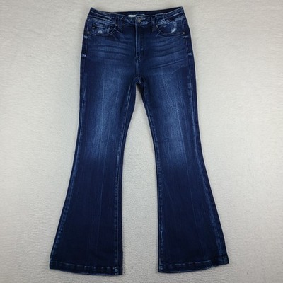 KanCan Jeans Womens 29x31 Blue Flared Leg High Rise Dark Wash Denim 210306