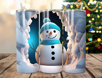 3D Schneemann leuchten 20 Unzen Becher - Winterszene Tasse - süßes Weihnachtsgeschenk - isolieren