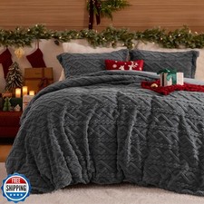 Bedsure Fluffy Flannel Duvet Cover Set - Faux Fur Comforter Cover