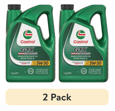 2 Pack Castrol GTX High Mileage 5W-30 Syn Blend 5 Quart