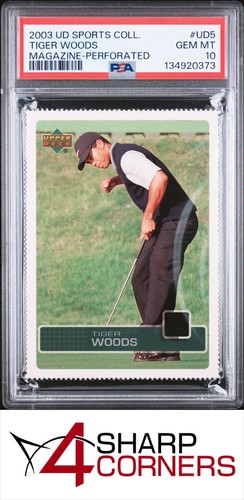 2003 UPPER DECK SPORTS COLLECTIBLES MAGAZINE PERFORATED #UD5 TIGER WOODS PSA 10