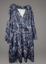 Layne Bryant Faux Wrap Dress Print V-Neck, has pockets! New! Paisley Fall Dress