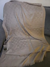 Louis Vuitton Scarf Shawl Stole Monogram LV Italy 70”x28” Beige