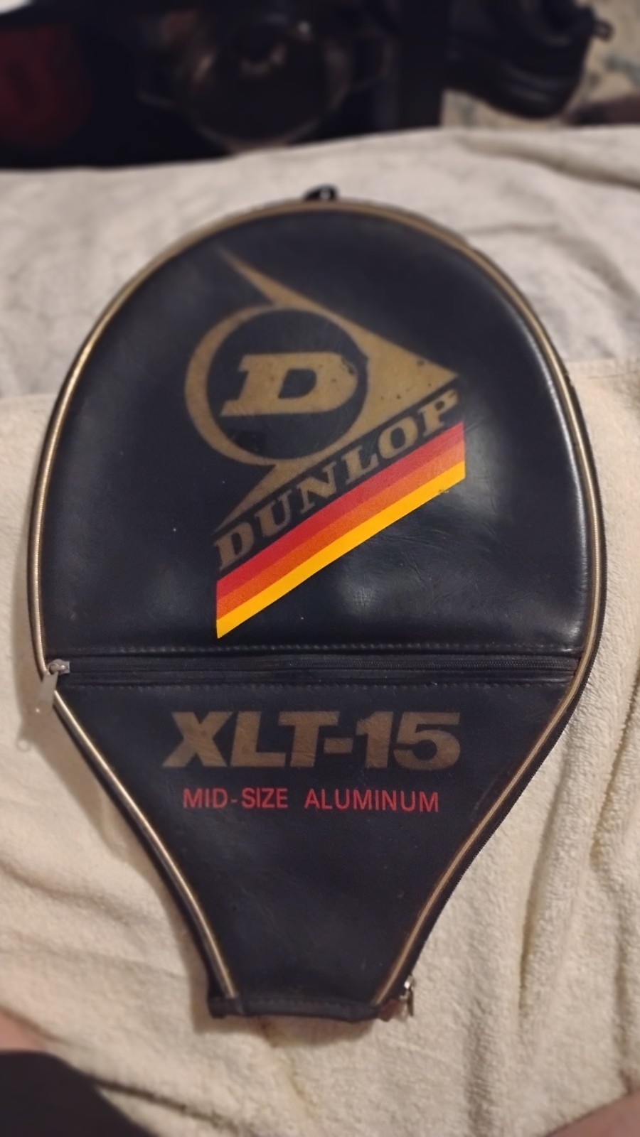 vintage Dunlop XLT-15 mid size  tennis raquet sleeve cover o
