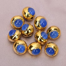 10 Pcs Natural Blue Cat eye Loose Spacer Beads Connector Jewelry Making DIY