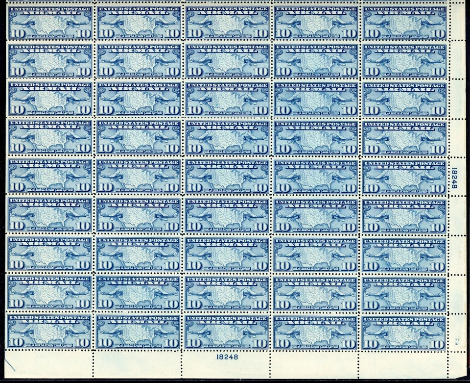 United States 1926 10c Airmail Scott# C7 Full Sheet Mint XF OG NH Pristine Gem - Image 2 of 2