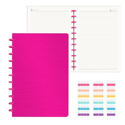 MOSA BEAR 8-Disc Discbound Notebook Planner A4, 180 Removable Pages, Rose Red