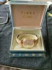 Vintage Gold Plated Timex Electric Watch w/Original Stretch Band,  Box w/Papers