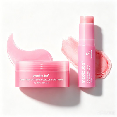 Medicube PDRN Collagen Eye Patch & 5% Volume Balm For Dark Circles Lip Wrinkles
