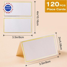 Place Cards Premium 120Pcs Small 2 x 3.5 Gold Foil Border Toncoo Table Tent