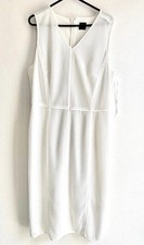 David Lawrence White Woven Midi Dress Size 14 NWOT Lined Crochet V-neck